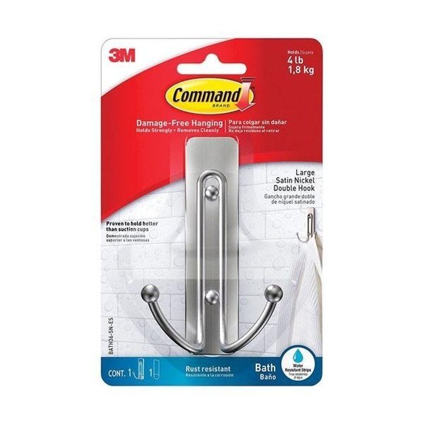Command 5000491 4.03 in. Large Adhesive Strips Hook  Plastic  4 lbs, Command, Mfr#: 5000491